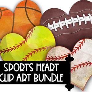 Commercial Use Sports Heart Clip Art Bundle Digital Download. Sublimation Design. Clip Art. Basketball. Football. Baseball. Softball. Sports