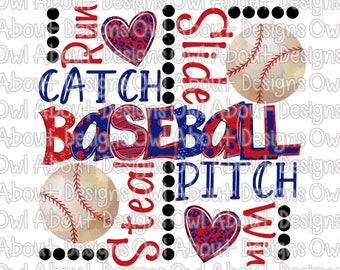Funky Baseball Digital Download. Colorful. Sublimation Design. Sports. Spring Sports. Baseball. Wordart. Clipart. Printable. Heart. PNG.