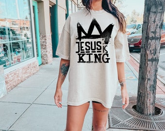 Jesus is King Digital Design. NOT AN SVG. Single Color. Screen Printing. Png. Christian. Direct To Film. Religious. Faith. Bible. Scripture.