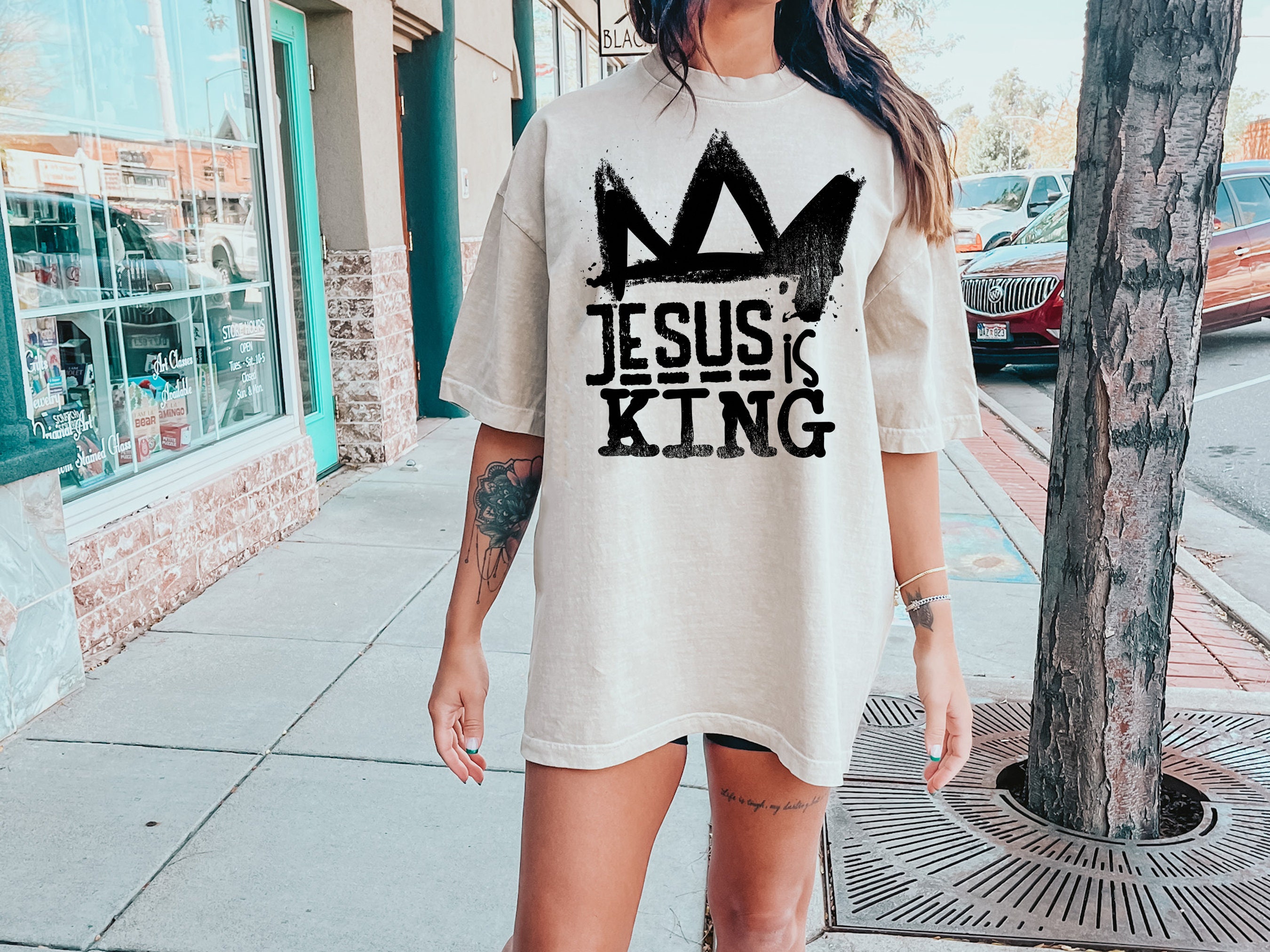 Jesus is King Digital Design. NOT AN SVG. Single Color. Screen Printing. Png. Christian. Direct To Film. Religious. Faith. Bible. Scripture.