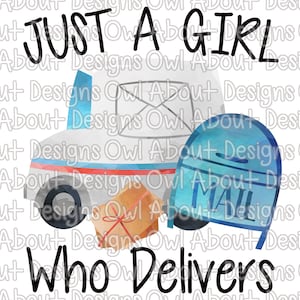 Gewoon een meisje dat post digitale download bezorgt. Postbode. Sublimatie Ontwerp. Postbode. Postwagen. Pak. Clipart. Post. PNG.