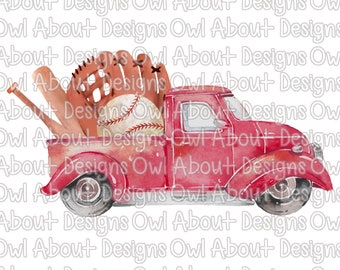 Watercolor Baseball Truck Digital Download. Kids. Sports. Sublimation Design. Spring Sports. Watercolor. Truck. Clipart. Baseball. PNG. JPEG