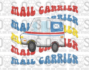 Retro Mail Carrier Digital Download. Mail Carrier. Sublimation Design. Postal Worker. Mail Truck. Package. Mail. PNG. Retro. Vintage. Rural.