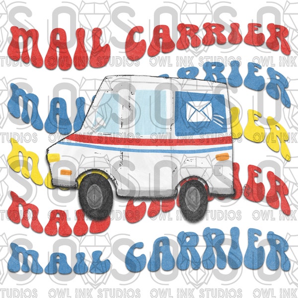 Retro Mail Carrier Digital Download. Mail Carrier. Sublimation Design. Postal Worker. Mail Truck. Package. Mail. PNG. Retro. Vintage. Rural.