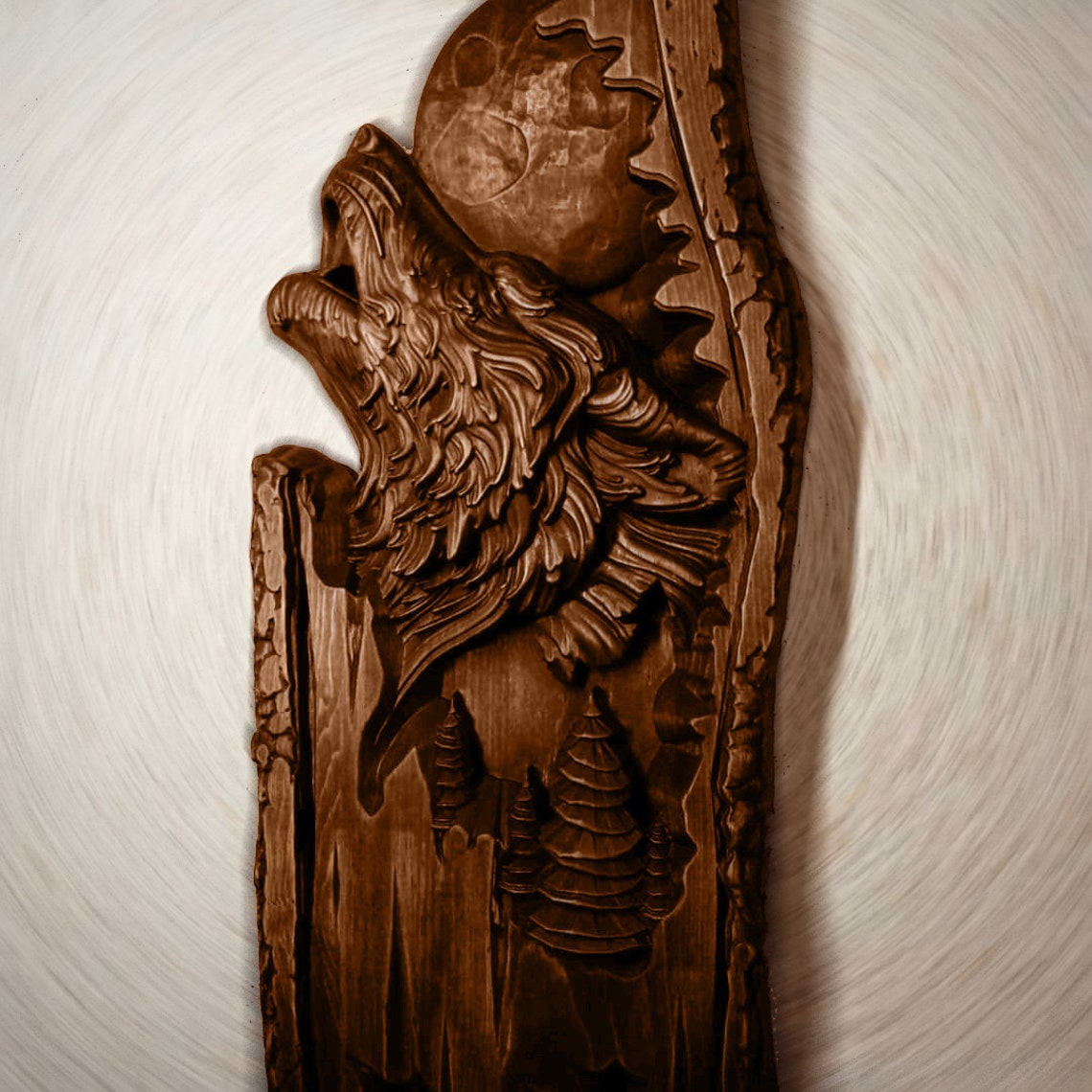 Wolf Animal Custom Wood Carving Wild life Wall Art Norse Etsy