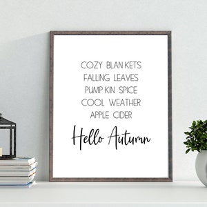 Hello Autumn Printable Wall Art, Fall quote, Fall wall art, Autumn Home Decor, Fall printable, Autumn Wall Art, Home Decor Printable