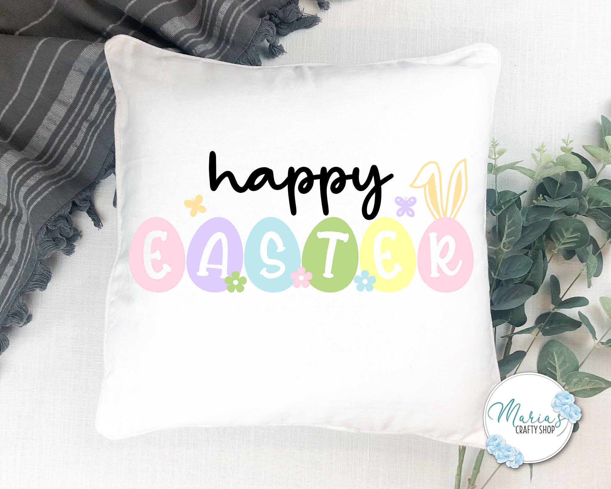 Happy Easter Svg, Easter Eggs With Bunny Ears Cut Files in Dxf, Svg ...