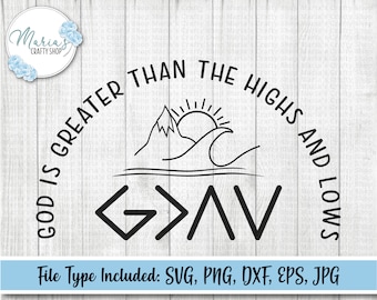 Christelijke quote SVG: God is Greater Design (digitale bestanden)