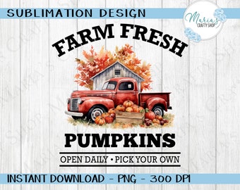 Farm Fresh Pumpkins PNG: Fall Truck Sublimation Design (Digital Download