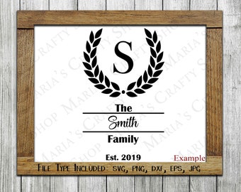 Monogram Family Name Sign SVG Cut Files (Digital Download)