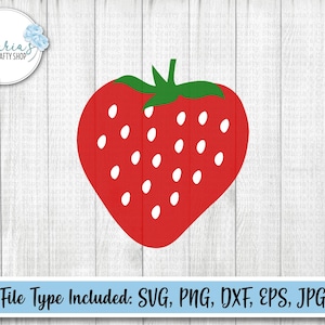 Strawberry SVG, Strawberry png file for sublimation, Fruit clip art, cut files in svg, png, dxf, eps, and jpg