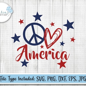 Peace Love America svg, 4 juli svg, Independence Day svg, patriottische svg, zomer svg, VS svg, gesneden bestanden in svg, eps, dxf, png, jpg