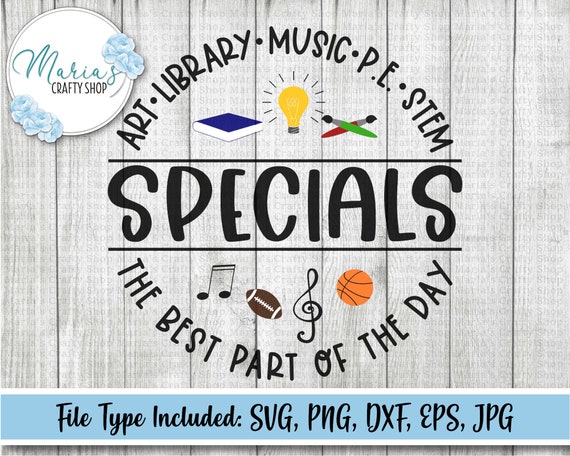 Specials Teacher SVG: Art, Music, Library, P.E., STEM (Digital Files)