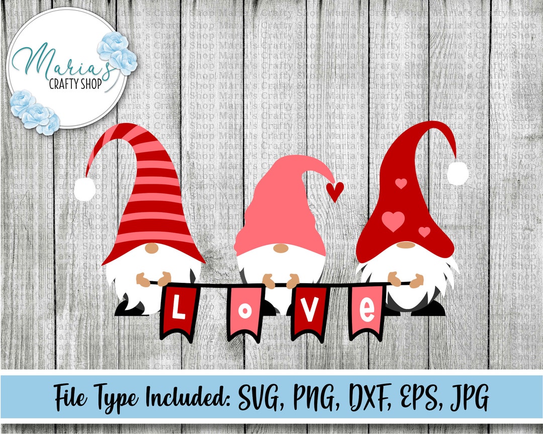 Valentine Gnome Svg Love Svg Three Gnomes Svg Tshirt - Etsy