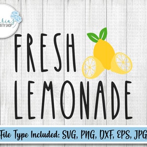 Fresh Lemonade svg, summer lemon clip art, lemonade stand sign, home decor sign design, fruit cut files in svg, png, jpg, eps, dxf