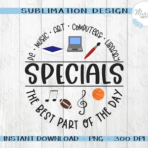Specials Teacher png, Music Teacher png, Art Teacher png, P.E. Teacher png, School PNG, PE coach png, Computers, Library, Sublimation PNG