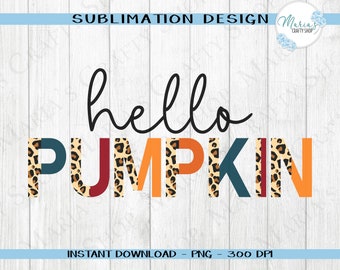 Hello Pumpkin Fall PNG, Autumn Clipart, Digital Download