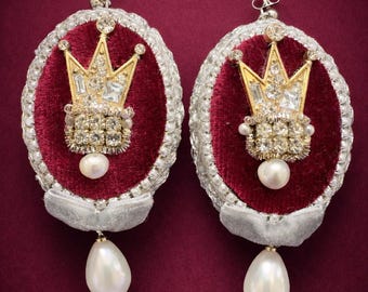 Handmade crown earrings