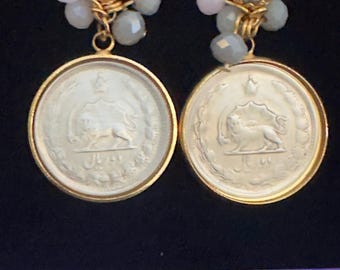 Handmade coin Pahlavi earrings