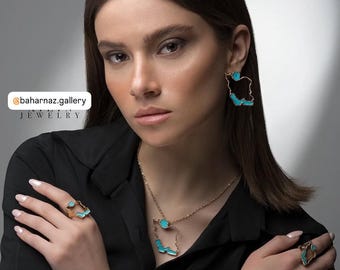 Handmade Gold Plated Map Earrings