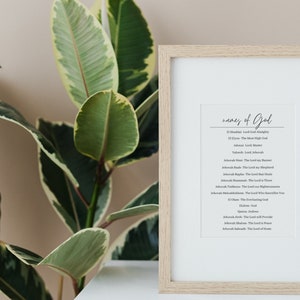 Names of God Digital Download Print | The 16 Names of God Wall Art Hanging | Bible Wall Print