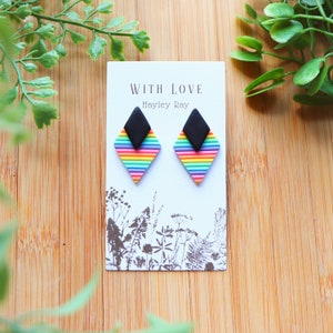 Rainbow Diamonds with Black Diamond Accent Studs