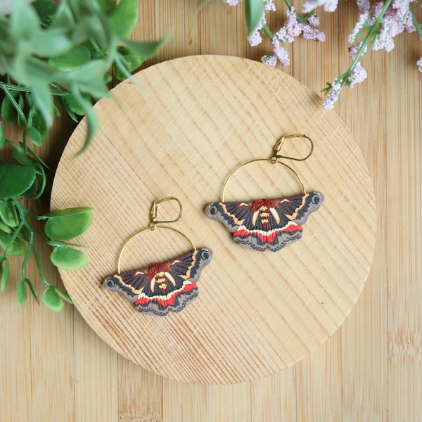 Cecropia Moth Dangly Earrings