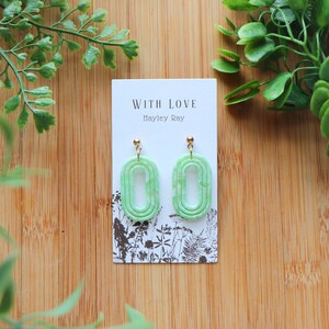 Green Marbled Oval Earrings