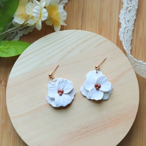 White Dogwood Flower Earrings