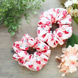Pink Floral Cloth Scrunchie