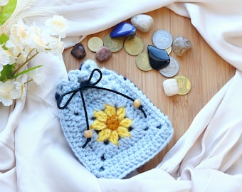 Small Crochet Bag with Sun & Moon (with lining)