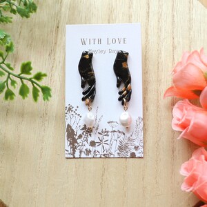 Black and Gold Marbled Earrings (Hands)