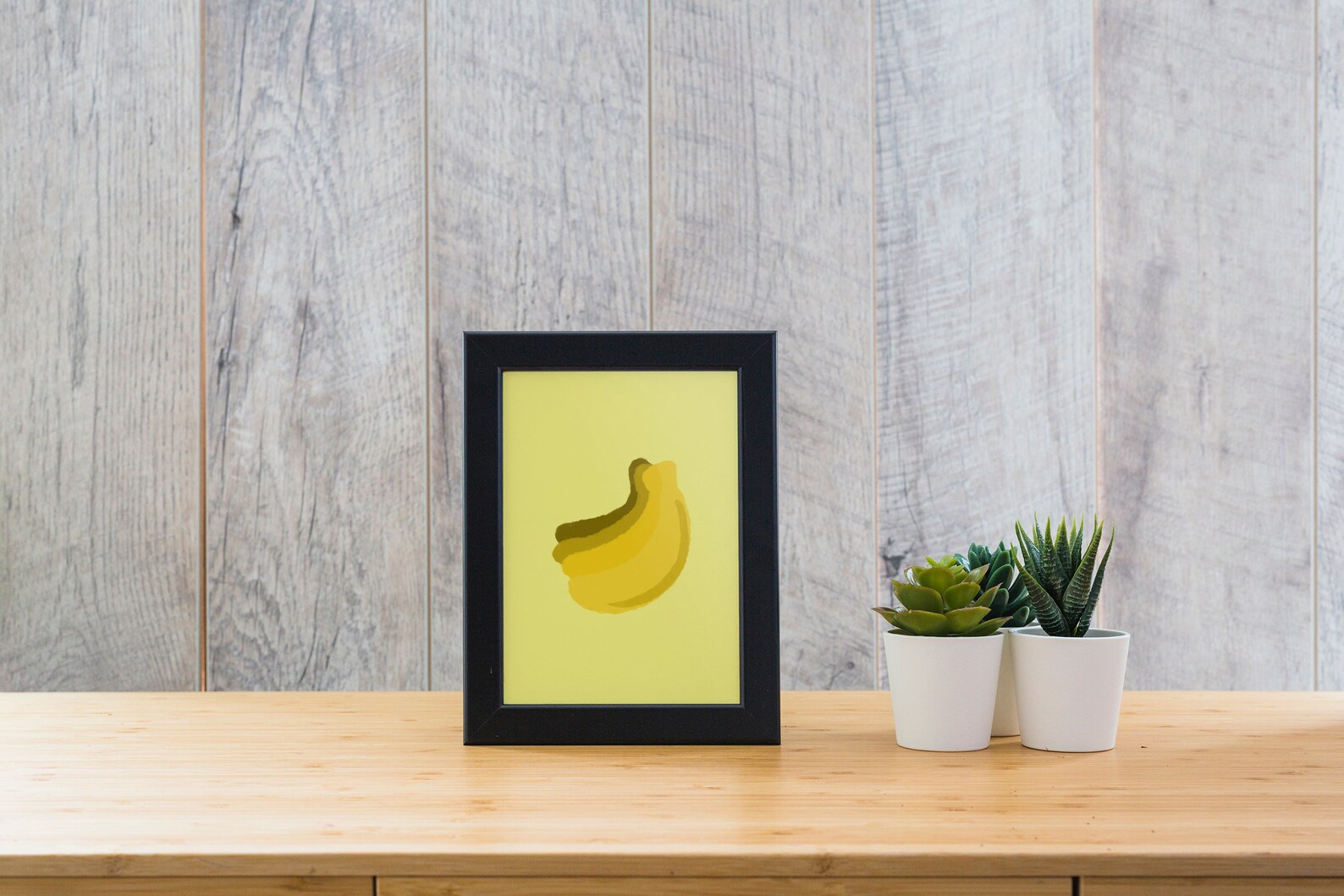 Minimalist Banana Wall Art Pastel Banana Art Yellow Tone Etsy