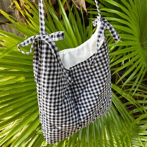 Gingham Quilted Tote Bag