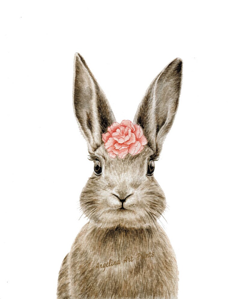 Nursery Rabbit Print Animal Prints for Nursery . Girl Nursery Etsy