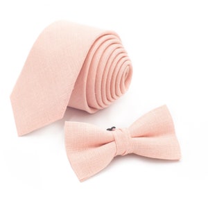 Peach bow tie and suspenders bellini necktie and pocket square apricot bowtie