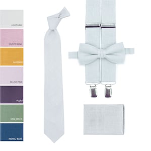 Light gray bow tie and pocket square light grey neck ties and suspenders
