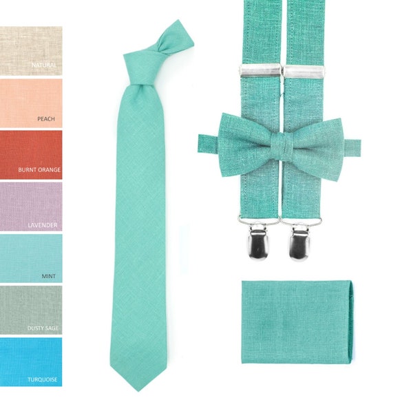 Spa Men Neck ties Suspenders and Bow Tie Mint Green Pocket Square Little boys bow ties Spa tie Spa suspenders Wedding spa bowtie