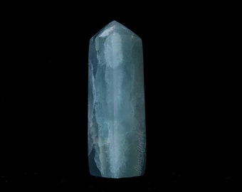 Small Blue Onyx Obelisk Tower - Lemurian Aquatine Calcite Point