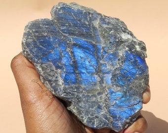 Blue Flash Raw Labradorite - Flashy Unpolished Lab - Throat Chakra - Crown Chakra - Third Eye Chakra - Madagascar