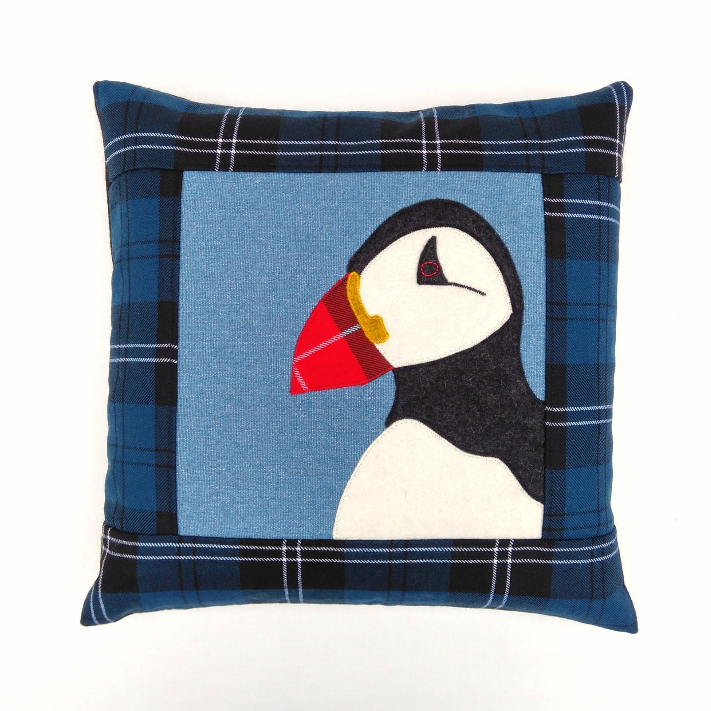 Puffin Cushion Tartan Puffin Cushion Plaid Puffin Cushion Etsy