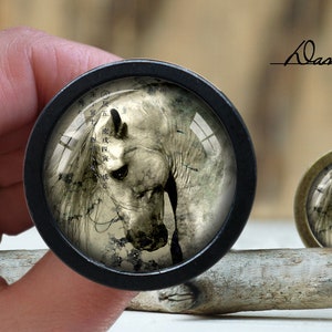Horse Pattern Domed Glass Cabochon Pulls Knobs Pull for Cabinets Vintage Bronze Golden Silver Black  Finishes Available,HD-0481