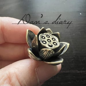 Tiradores de latón con forma de flor de loto para cajones, pomos de armario en oro antiguo, herrajes únicos para cómodas.