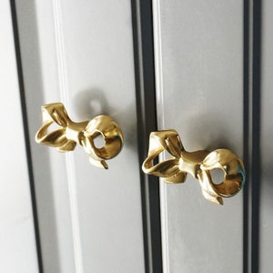 Bow Knob Drawer Knobs Gold Brass Drawer Knobs Dresser Knobs Kitchen Cabinet Pulls Handle Door Knob Decor Furniture Hardware,CP-0180