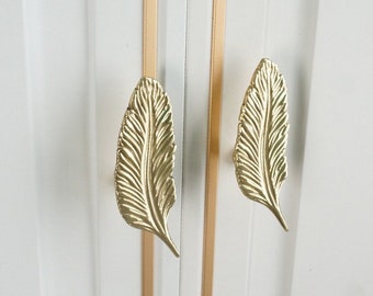 Gold feather Knobs brass feather drawer pulls wardrobe Knob Cabinet Knobs Modern bronze Drawer Knob,CP-0059-1