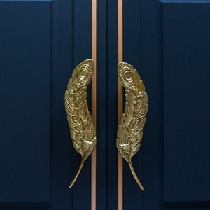 Gold feather Knobs brass feather drawer pulls wardrobe Knob Cabinet Knobs Modern bronze Drawer Knob,CP-0059-2