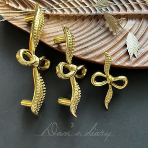 Messing Schleife Knäufe: Gold Kabinett Schublade Pull Handles