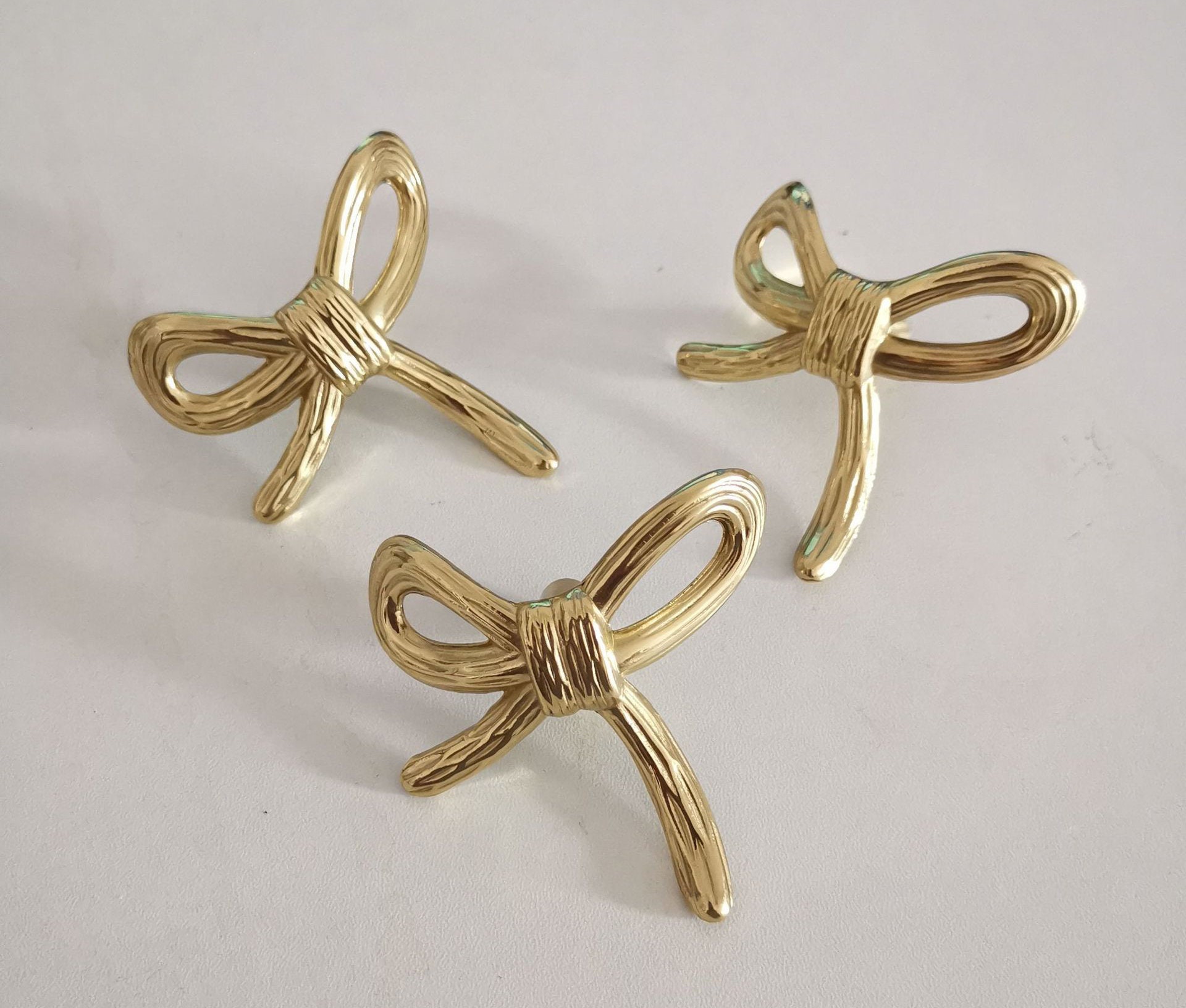 Cabinet Knobs 6pcs Bow Shape Cabinets Knobs, Brass Bow Furniture Door ...