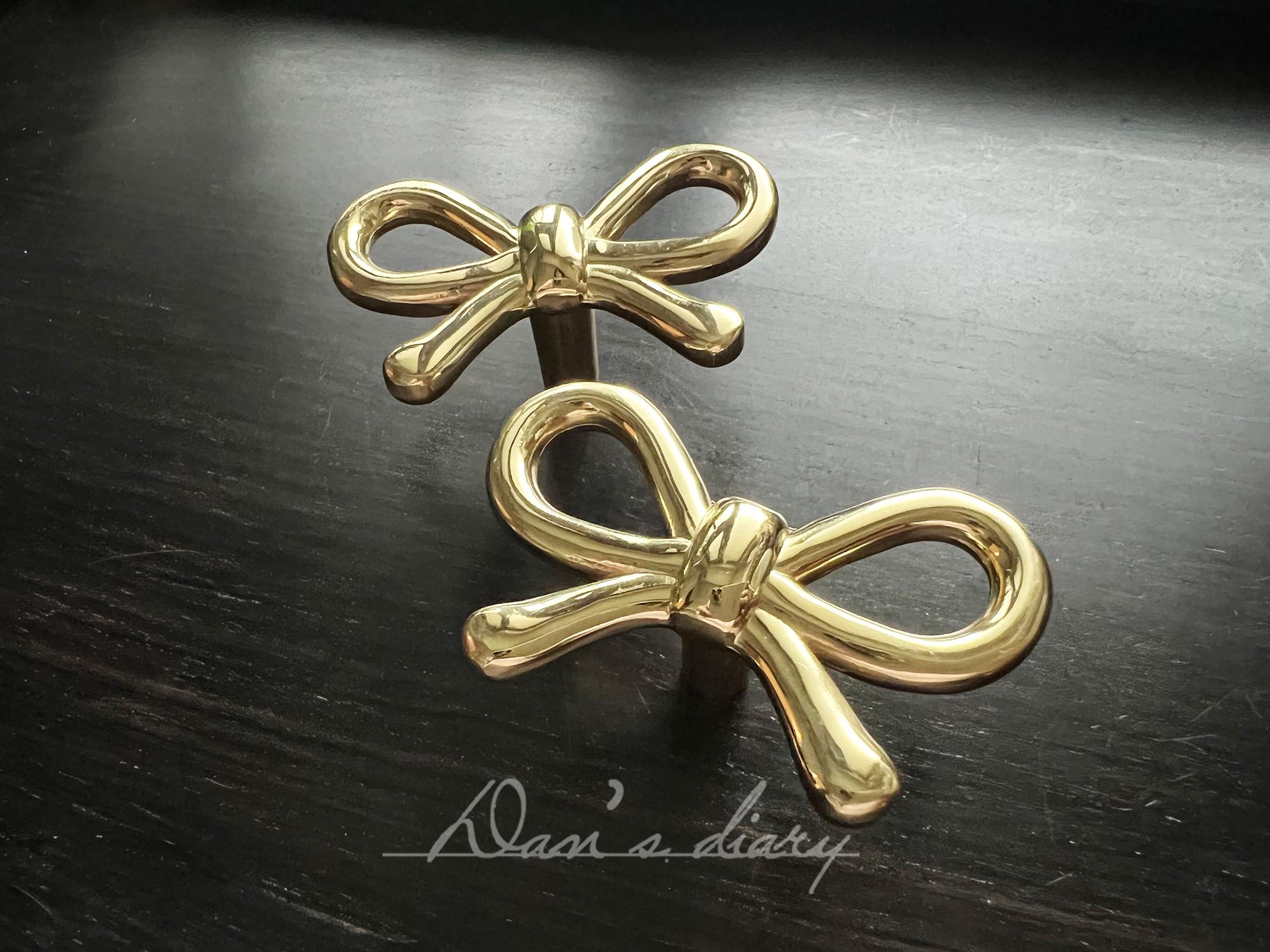 Brass Bow Knob, Gold Dresser Drawer Pull, Cabinet Hardware - Etsy