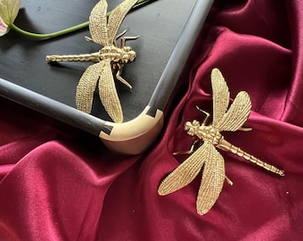 Pomo de cajón de libélula de latón: tirador moderno para armario